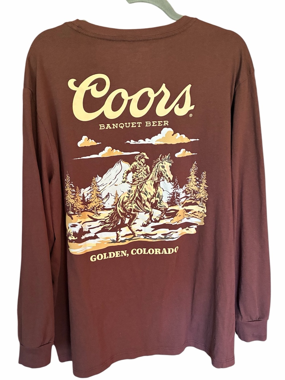 Coors Banquet Beer Brown Long Sleeve Shirt Adult XXL Front Logo Back Print
